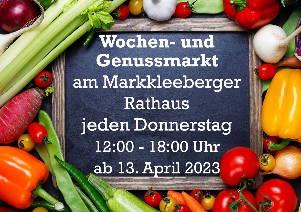 Ein PLakat weist auf den neuen Markt hin.