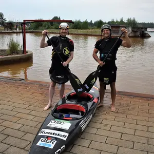 Michael Kretschmer (links) und Franz Anton nach der Wildwasserfahrt.