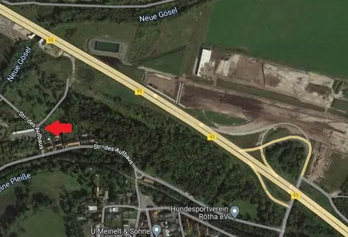 Anfahrtsskizze zum Bau- und Infocenter A72 bei Rötha.